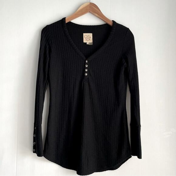 Chaser waffle thermal style fabric long sleeve shirt v-neck button detail size s - Picture 2 of 8